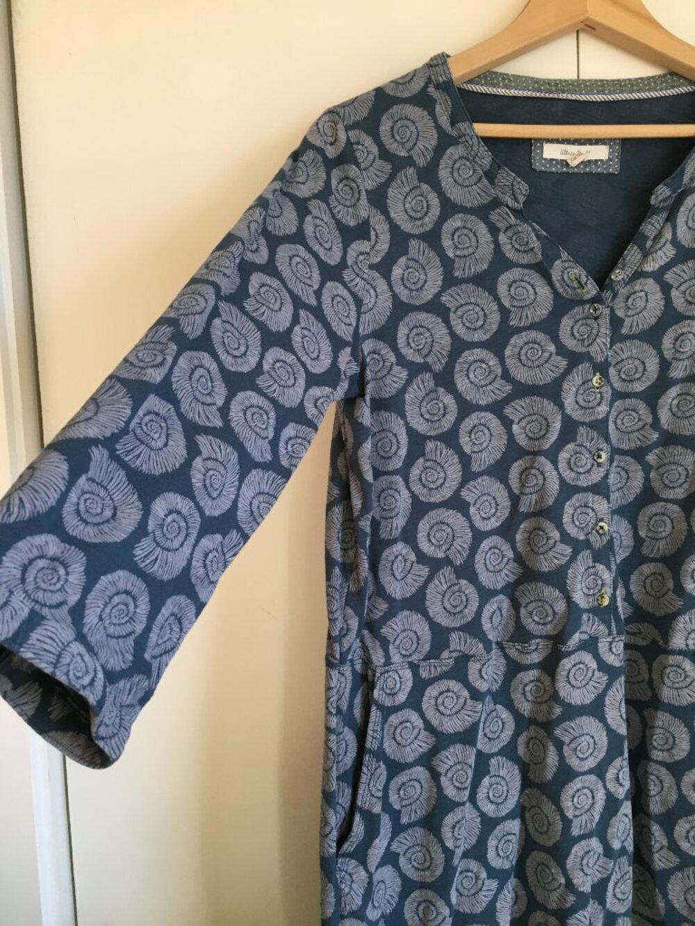 Ammonite Paleontologist Print Cotton Blue & White Tunic Dress/Top - EU42 - Picture 5 of 16